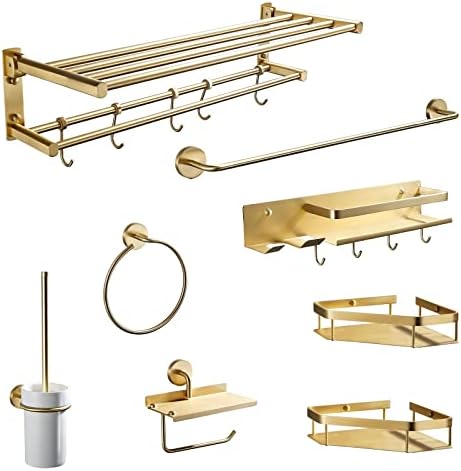 ANNBKA Space-Saver Towel BarsSingle PoleBrushed GoldAntique DesignModern look