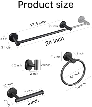 Adjustable Black towel bar set for Home 10-Piece bathroom Accessories