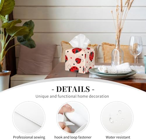 The Perfect Red Ladybug-Print Leather Tissue Box Holder