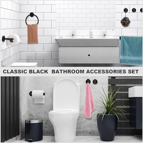 Sturdy 20-Piece Bathroom Hardware Set Stainless Steel Matte Black