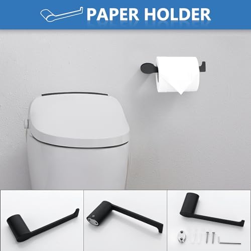 YUESIMATE 4-Piece Bathroom Hardware Set with Matte Black Finish