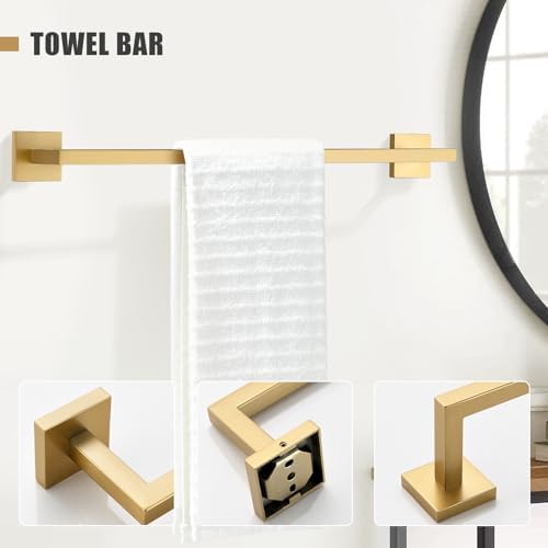 TURS Towel Bar Set - 5-Piece Stainless Steel Brushed Gold Bathroom Hardware Set