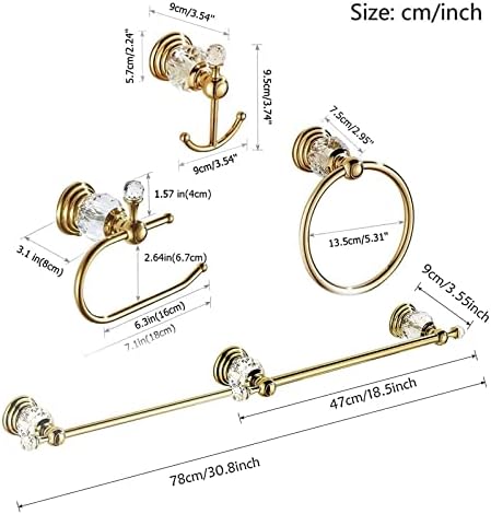 Wolibeer Gold Crystal Towel Bar Set