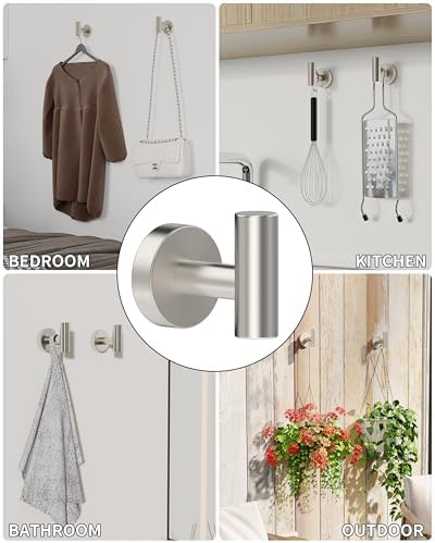Durable 2-Pack Brushed Nickel Clockwork Towel Hook