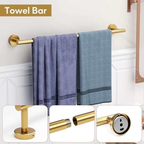 Modern 5-Piece Gold Towel Bar Set