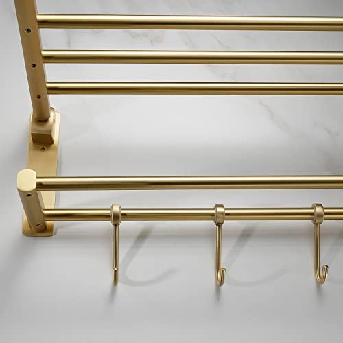 ANNBKA Space-Saver Towel BarsSingle PoleBrushed GoldAntique DesignModern look