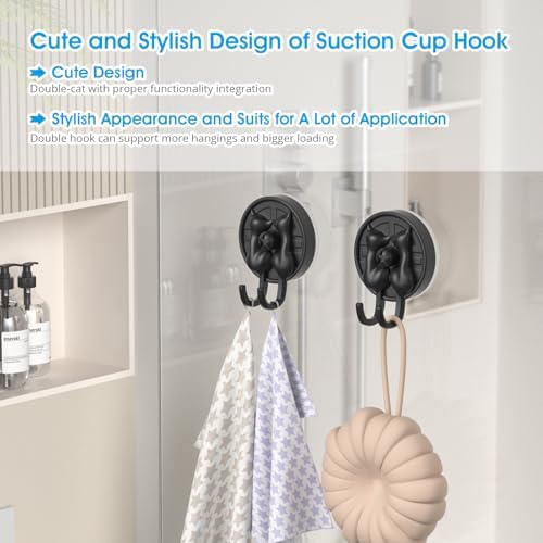 AST Cute Double-Cat Suction Cup Hook 4 Pack