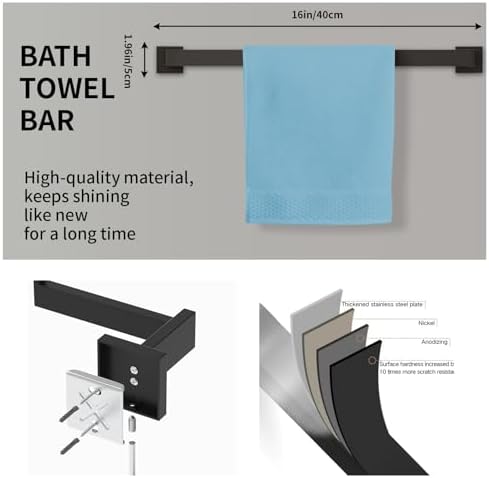20-Piece Matte Black Bathroom Accessories Set Eco-Friendly Design