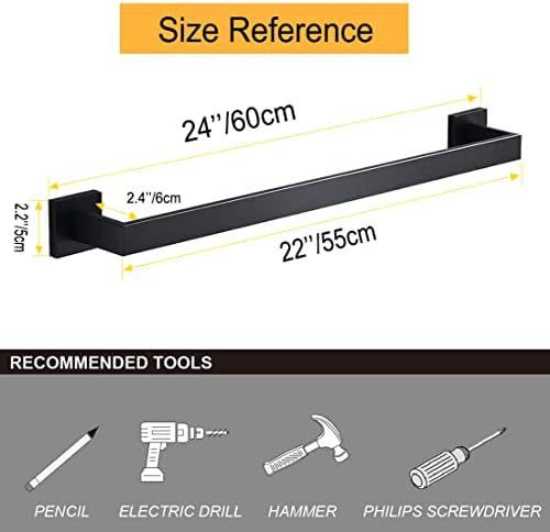 Matte Black 24-Inch Rust-Resistant Towel Bar