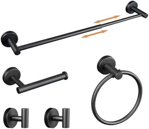 Adjustable Black towel bar set for Home 10-Piece bathroom Accessories
