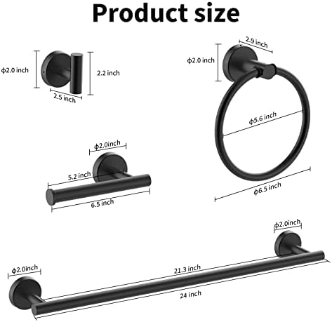 Cilee 8-Piece Matte Black Bathroom Hardware Set