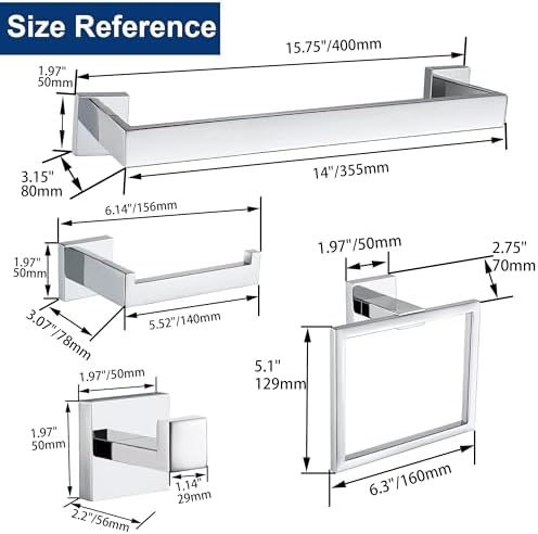 5-Piece Polished Chrome bathroom hardware set