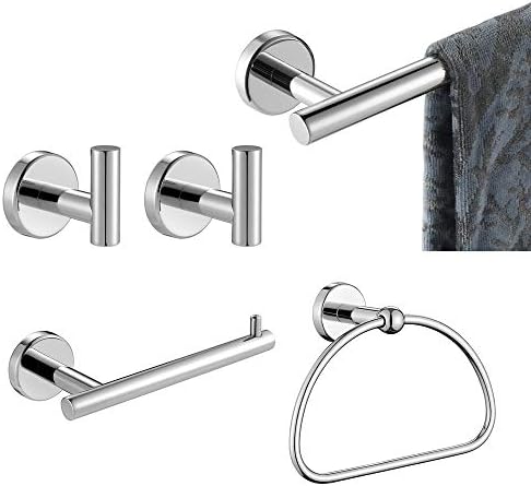 5-Piece Stainless Steel Polished Chrome Bath Hardware Set for Home Bathroom