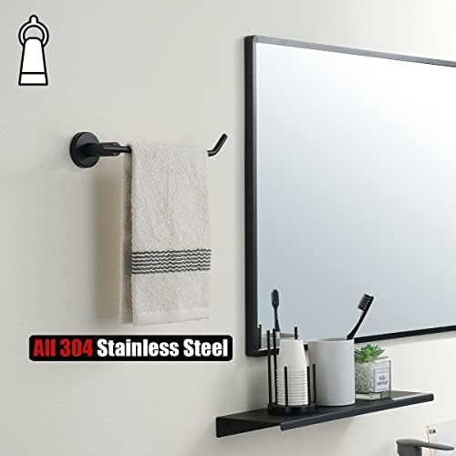 JQK 5-Piece Bath Set 24-inch Towel Bar Mat Black