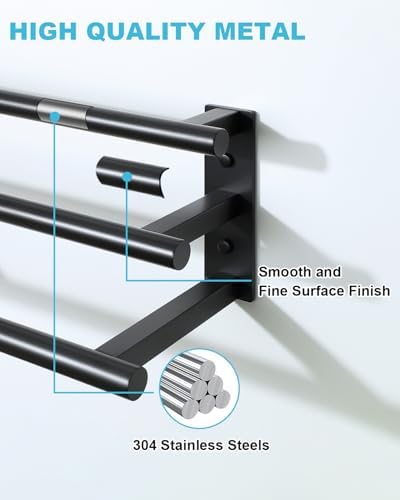 Alise 3-Towel Bar Showers 24-Inch Matte Black