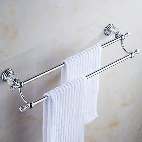 AnnBKA Towel Bar Crystal Double Towel Holder Space-Saving Towel Rack