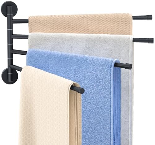 Sturdy Swivel Towel Bar for Bathrooms Matt Black