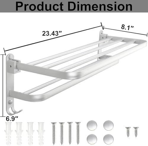 TocTen Space-Saving Towel Rack for Bathroom with Double Bars Rust-Resistant