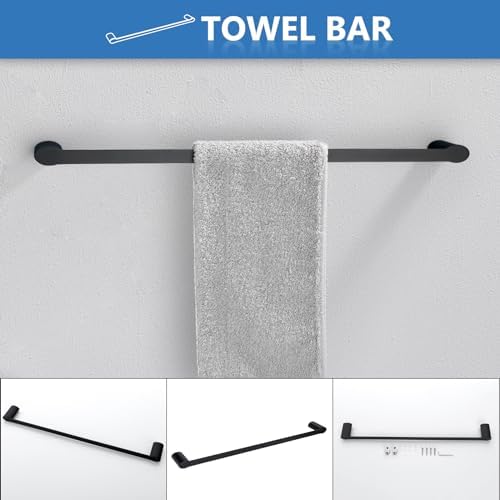 YUESIMATE 4-Piece Bathroom Hardware Set with Matte Black Finish