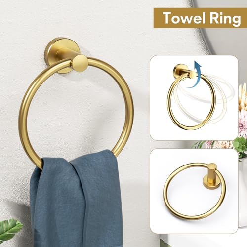 Modern 5-Piece Gold Towel Bar Set