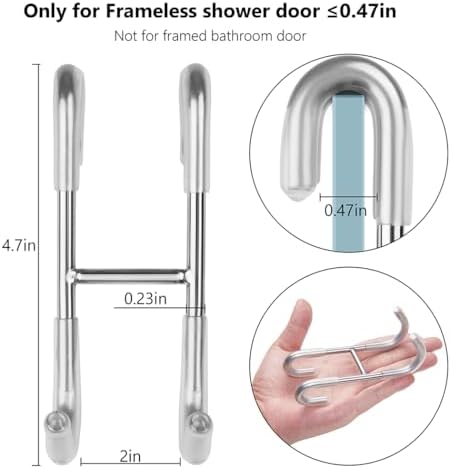 Roomy and Durable Frameless Shower Door Hook Set