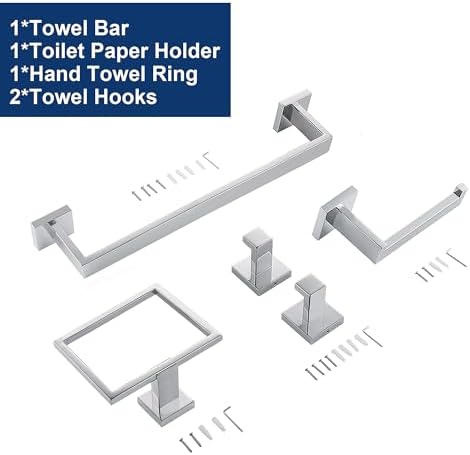 5-Piece Polished Chrome bathroom hardware set