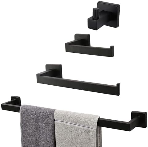 TocTen 4-Piece Stainless Steel Bathroom Hardware Set - Space-Saving Durable