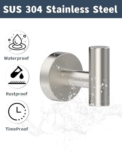 Durable 2-Pack Brushed Nickel Clockwork Towel Hook