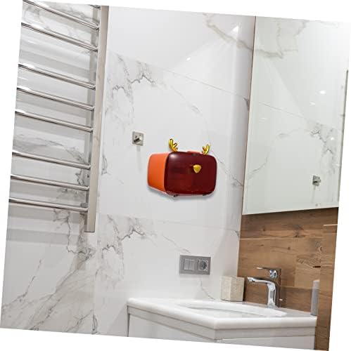 Wall-Mounted Pink Tissue Holder with Cartoon Antler Design