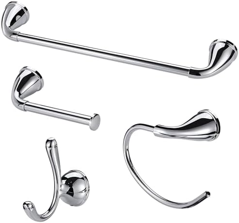 Adjustable 4-Piece Chrome Towel Holder Set
