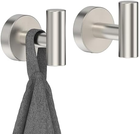 Durable 2-Pack Brushed Nickel Clockwork Towel Hook