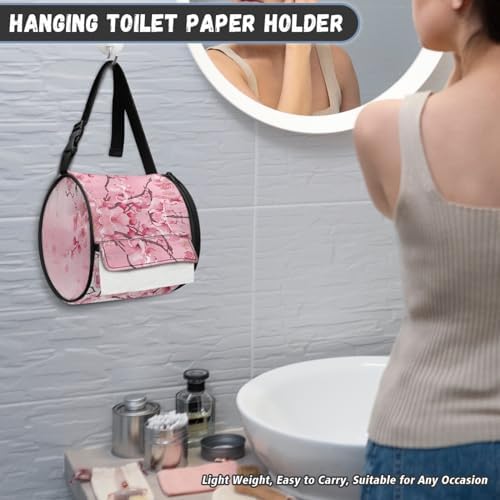 GLENLCWE Pink Plum Blossom Folding Toilet Paper Holder for Cats Dogs