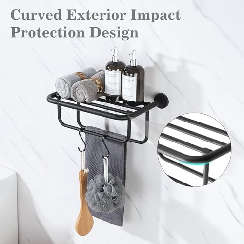 Premium Matte Black Towel Rack for Bathroom Storage