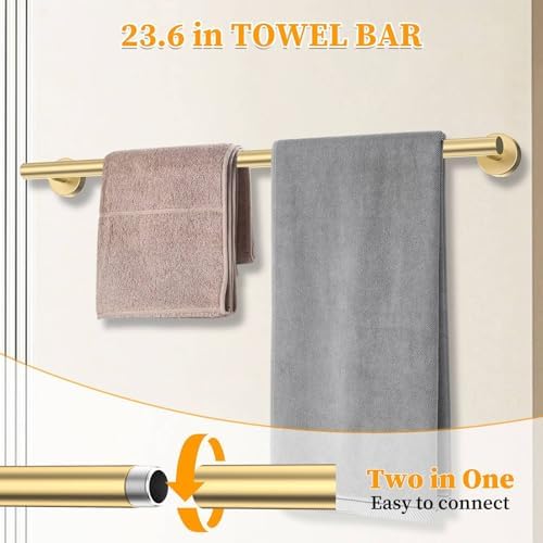 Elegantly Modern Brushed Gold Towel Bar Set 10 Piece