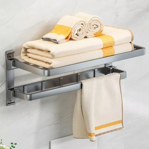 Aluminum Gray Towel Hanger Wall-Mounted Towel Rack for Bathroom Kitchen