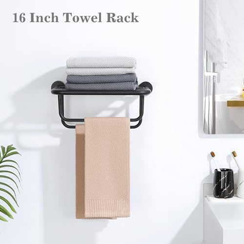 Premium Matte Black Towel Rack for Bathroom Storage