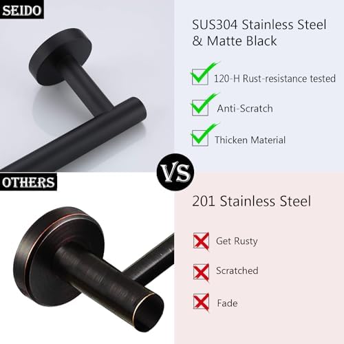SEIDO Matte Black 24 Towel Bar