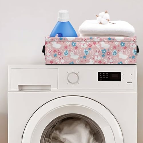 ZUXONGSY Pink Toilet Top Basket - Rectangular Storage Organizer with Handles