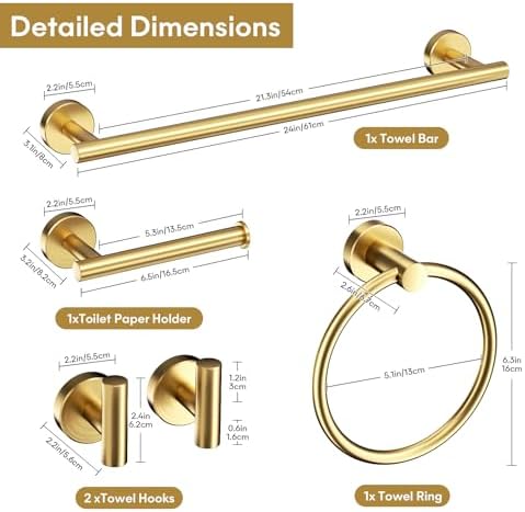 Modern 5-Piece Gold Towel Bar Set