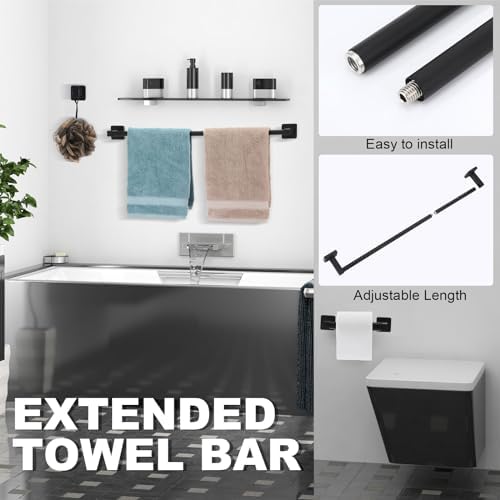 Stylish 15-Piece Bathroom Hardware Set Black Matte