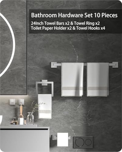 OStarvel 10-Piece 24-Inch Towel Bar Set Brushed Nickel
