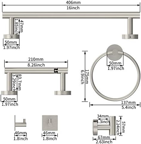 6-Piece Bathroom Hardware Set with 16 Towel Bar More