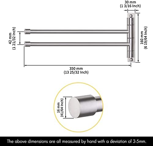 Washroom 2-Arm Towel Bar with SS Finish