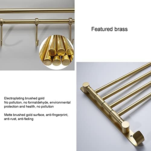ANNBKA Space-Saver Towel BarsSingle PoleBrushed GoldAntique DesignModern look