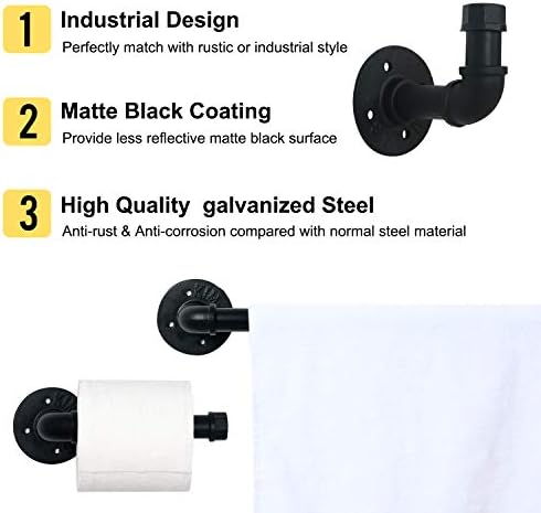 HouseAid 3-Piece Rustic Steel Towel Bar Set