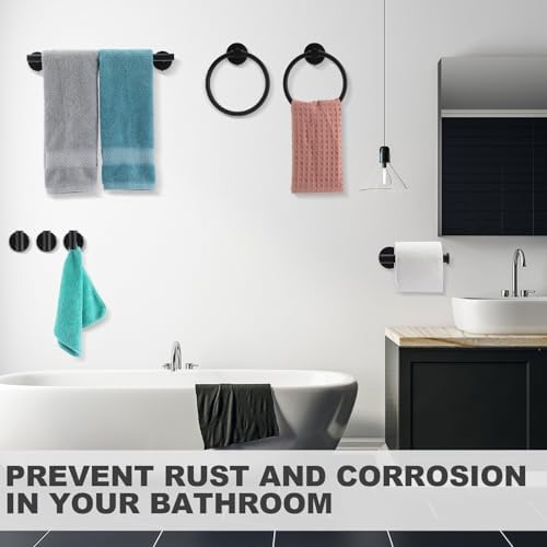 Sturdy 20-Piece Bathroom Hardware Set Stainless Steel Matte Black
