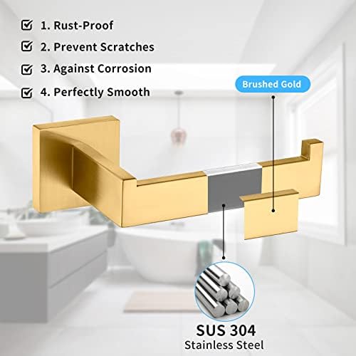 5-Piece Gold Trimmed Stainless Steel Bathroom Towel Rohex Rack Set