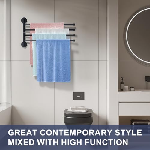 Sturdy Swivel Towel Bar for Bathrooms Matt Black