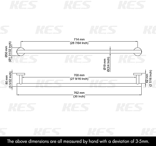Rotatable 30-Inch KES Towel Bar with Matte Black Finish