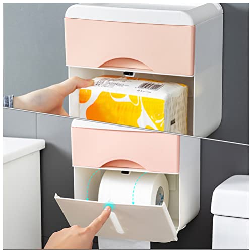 FOMIYES Bathroom Storage Box No Punching Organizer with Wall Holder